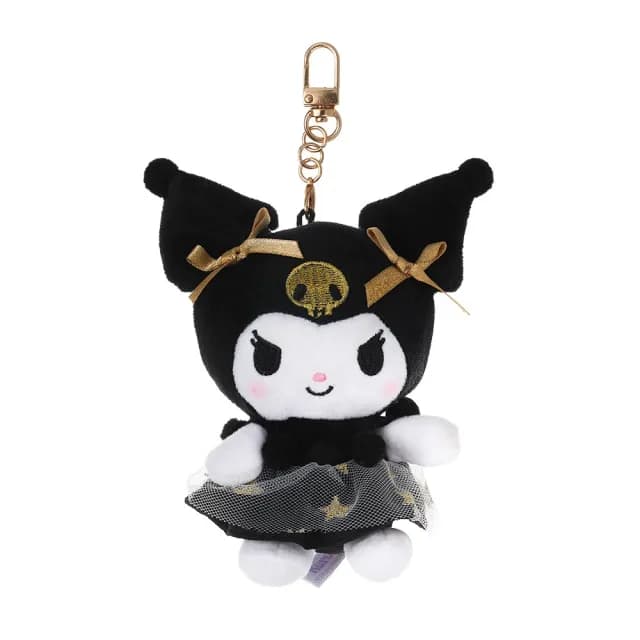 【SANRIO 三麗鷗】吊飾黑金宴會系列美樂蒂大耳狗酷洛米玩偶包包吊飾Kitty鑰匙圈娃娃(送禮女兒女友小孩生日)