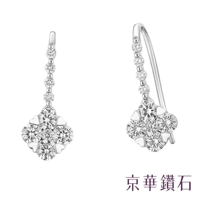 【Emperor Diamond 京華鑽石】鑽石耳環 18K金 天然鑽石 共0.58克拉 蕾絲花耳環Ⅱ