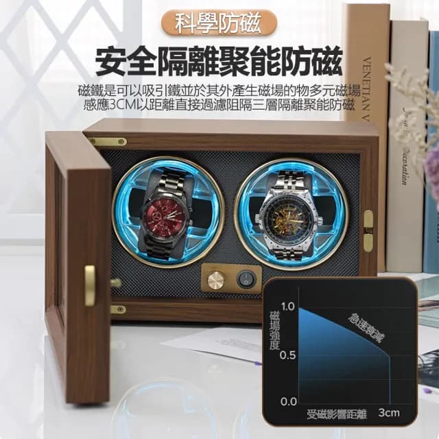 【AMITOF】父親節禮物 復古木質上鏈盒 搖錶器 2錶位(搖錶器 自動上鏈 維護手錶 手錶上鏈 保養手錶 上鍊盒)