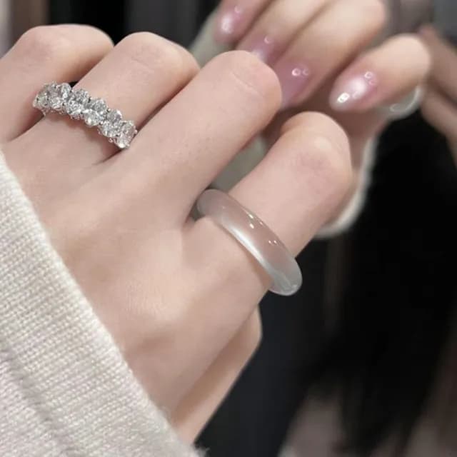 【Penny珮妮】馬達加斯加 白月光玉髓 戒指1入(母親節 送女友 情人節 生日 交換禮物 尾牙 新年 結婚)