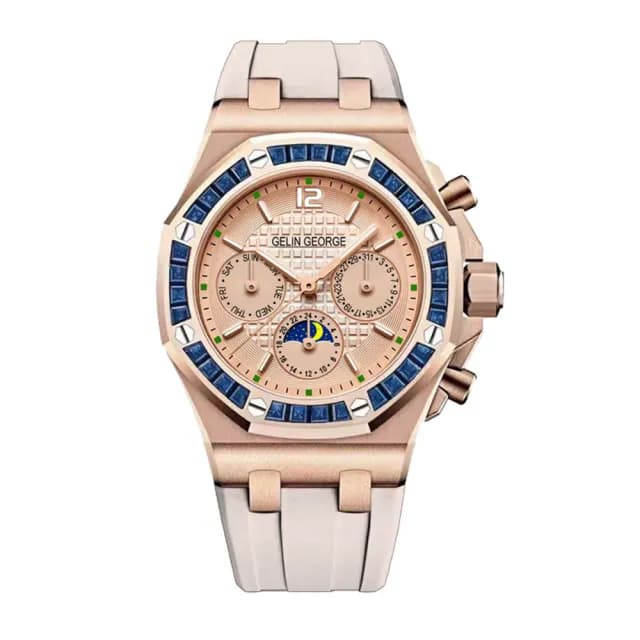 【GELIN GEORGE 格林喬治】皇家星辰系列 GL-501 限量 女款 機械 真三眼 矽膠 手錶