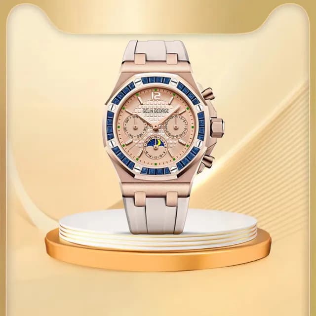 【GELIN GEORGE 格林喬治】皇家星辰系列 GL-501 限量 女款 機械 真三眼 矽膠 手錶