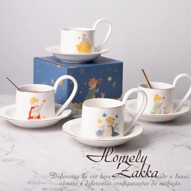 【Homely Zakka】可愛原創小王子陶瓷咖啡杯碟禮盒組270ml_4款任選(禮盒 馬克杯 咖啡杯 交換禮物 下午茶)