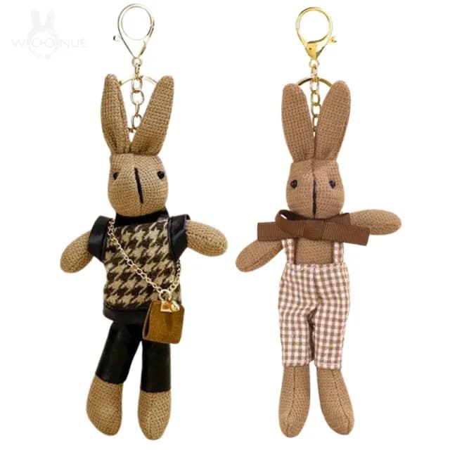 【WOONUE】復古鄉村風兔子玩偶吊飾掛飾零錢包背包吊飾鑰匙圈(送禮情人老婆節禮物生日孫女兒情人節禮物)