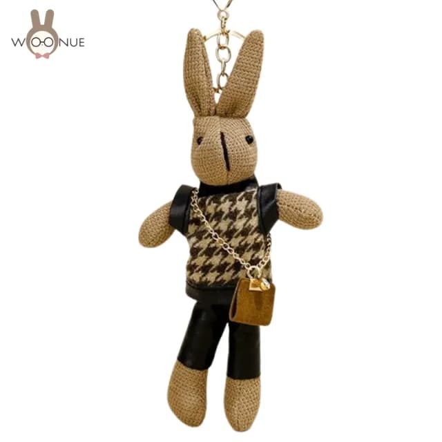 【WOONUE】復古鄉村風兔子玩偶吊飾掛飾零錢包背包吊飾鑰匙圈(送禮情人老婆節禮物生日孫女兒情人節禮物)