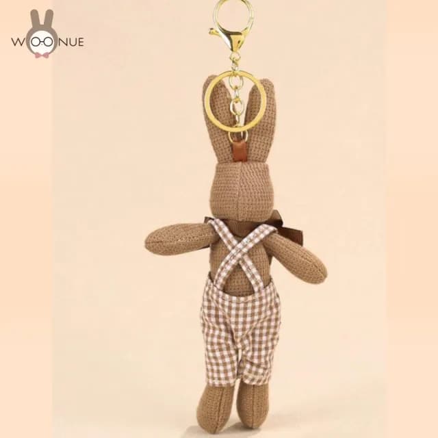 【WOONUE】復古鄉村風兔子玩偶吊飾掛飾零錢包背包吊飾鑰匙圈(送禮情人老婆節禮物生日孫女兒情人節禮物)