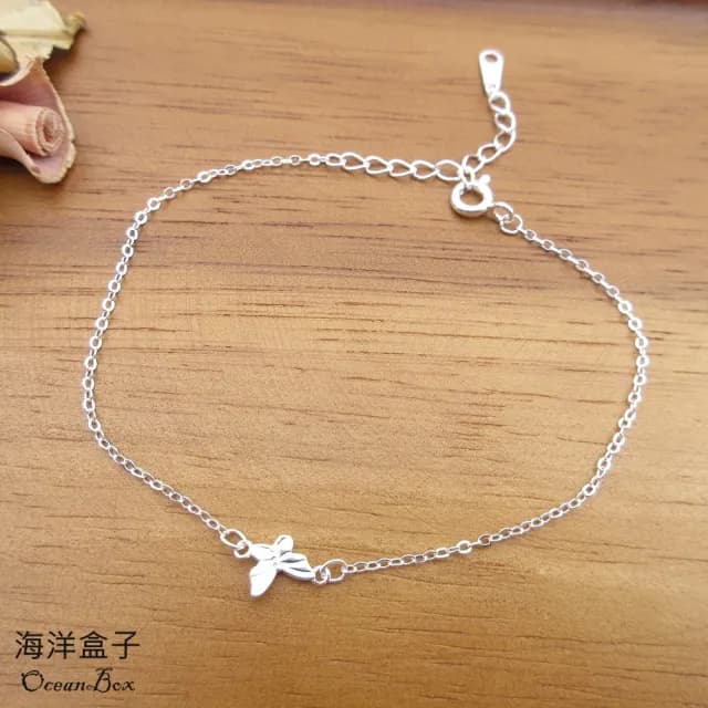【海洋盒子】細版小蝴蝶設計S999純銀手鍊(女用手鍊)