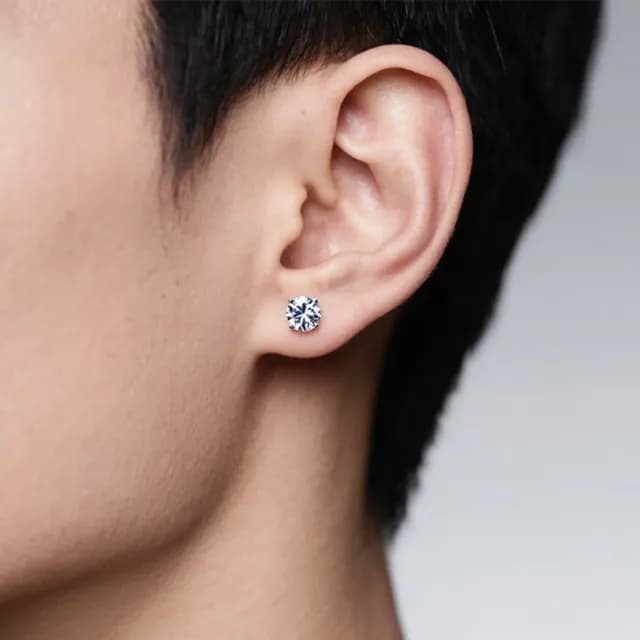 【Luster】熱賣99!男生禮物!50分 D/VS 培育鑽 四爪 單支 18K金 鑽石耳環(型男首選單鑽耳環低調奢華)