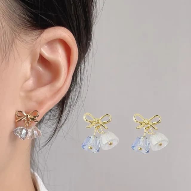 【森林系】韓系設計感鈴蘭花水晶耳環(耳針 耳釘 耳飾 穿搭配件 飾品 復古 洋裝)