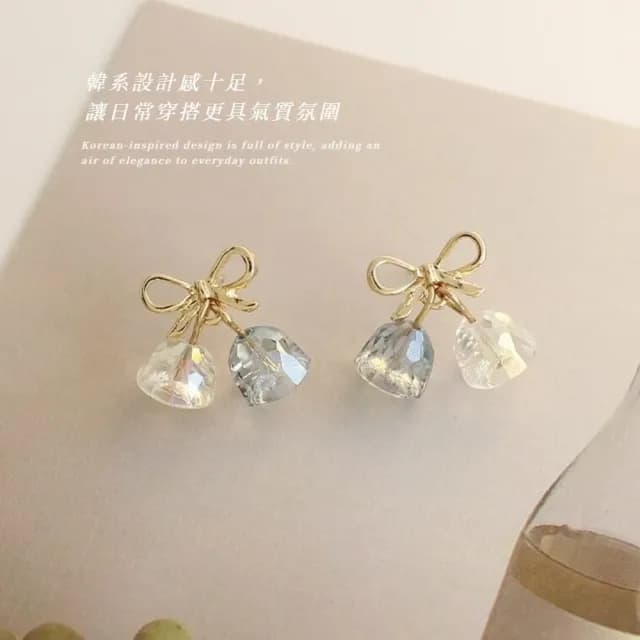 【森林系】韓系設計感鈴蘭花水晶耳環(耳針 耳釘 耳飾 穿搭配件 飾品 復古 洋裝)