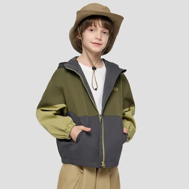 【GAP】男童裝 Logo印花連帽外套-灰色(805274)