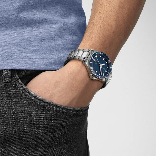 【TISSOT 天梭】海洋之星潛水錶 對錶 情侶手錶 禮物(T1204101104100+T1202101104100)