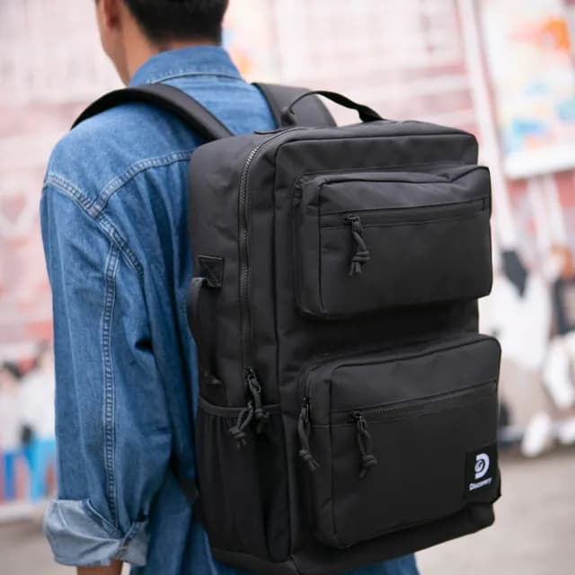 【Discovery】情人節禮物 買一送一 人氣多口袋大容量 潮流機能後背包(贈送機能斜肩小包/顏色隨機)