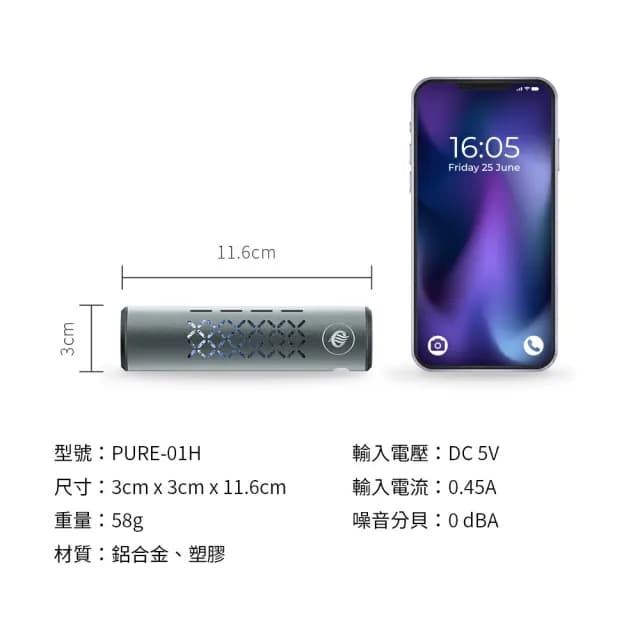 【HYPURE 艾璞而】車用光觸媒空氣清淨機(車內除臭神器 除臭超威力 淨化空氣超給力 汽車空氣淨化器)
