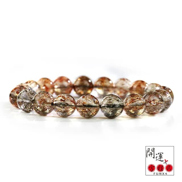 【開運方程式】透亮黑金超七水晶手鍊9mm(超閃耀光芒多微量元素)