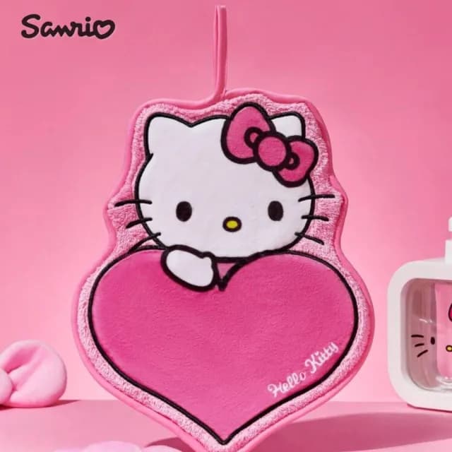 【SANRIO 三麗鷗】正版授權Hello Kitty凱蒂貓kuromi酷洛米造型擦手巾毛巾(女友女兒生日兒童交換聖誕禮物)