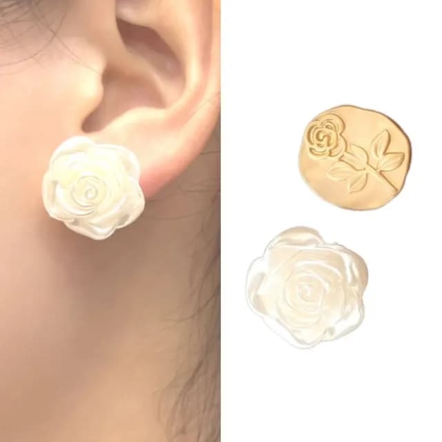 【氣質單品】法式復古不對稱立體玫瑰花耳環(耳針 耳釘 耳飾 穿搭配件 飾品 復古 洋裝)