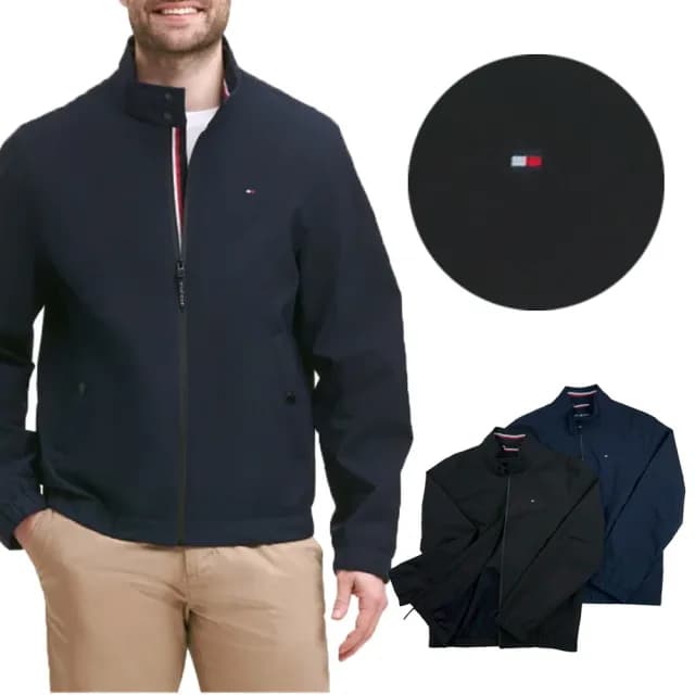 【TOMMY HILFIGER】都會新貴 薄外套 防風 防潑水 暗袋 網眼 大尺碼 上班外套 無帽 湯米 夾克(1539)