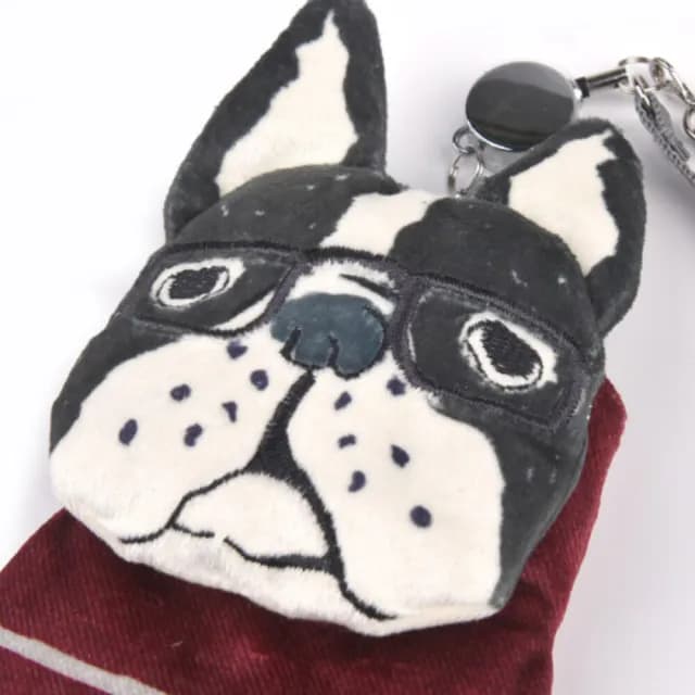 【Kusuguru Japan】情人節禮物 日本眼鏡貓 票卡夾 零錢包 刺繡絨毛立體造型伸縮卷線票卡包 -Animal Mode系