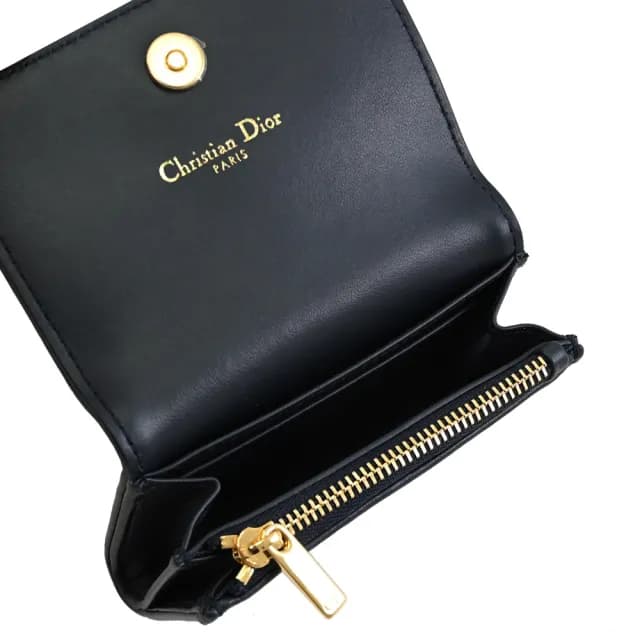 【Dior 迪奧】經典品牌LOGO緹花拼接信用卡證件名片零錢包(深藍)