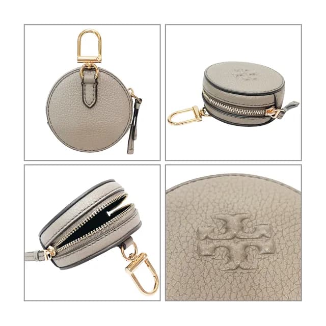 【TORY BURCH】Thea系列文青灰大TB logo圓形零錢包(150410-082)