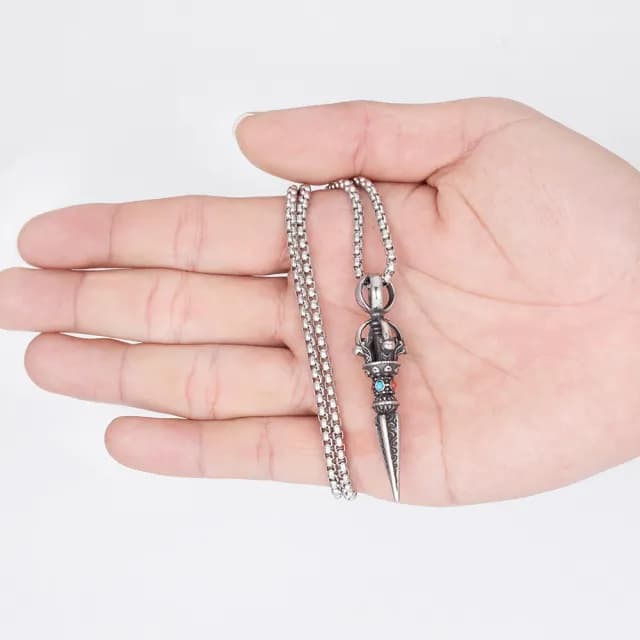 【MoonDy】情人節禮物 飾品 項鍊男 鈦鋼項鍊 吊墜項鍊 降魔杵 毛衣鏈 復古項鍊