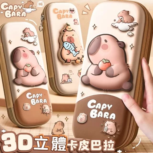 【輕盈設計】3D立體卡皮巴拉多功能兒童文具盒(筆袋 外出 鉛筆盒 文具盒 分裝 學生 生日禮物)