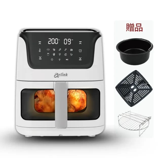 【Arlink】黑白大廚 液晶觸控 6L 透視氣炸鍋 AF-808(炸鍋/氣炸鍋配件/氣炸鍋/玻璃氣炸鍋/氣炸鍋 玻璃)