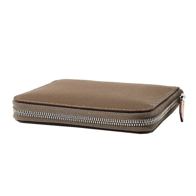 【Hermes 愛馬仕】Silk In Compact EPSOM絲巾內裡拉鍊錢包/短夾(大象灰)