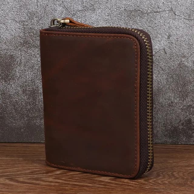 【LEEHER】雙11 瘋馬皮/拉鍊短夾/男生錢包/錢包/短夾/短款錢包/真皮錢包/多卡位