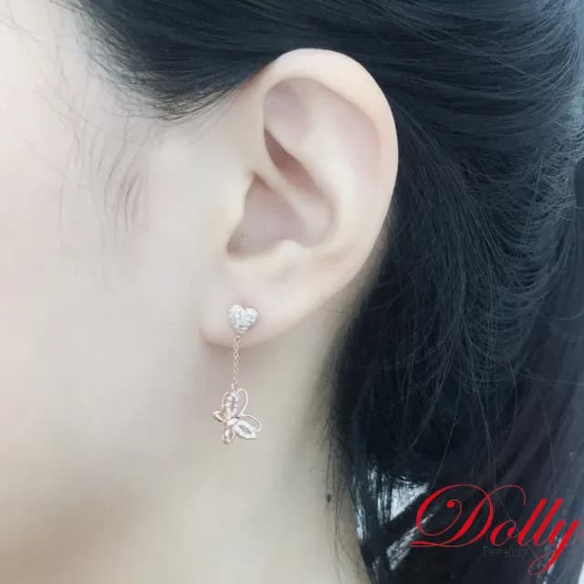 【DOLLY】0.30克拉 天然鑽石 F/VS2 18K玫瑰金耳環(母親節 情人節 交換禮物首選)