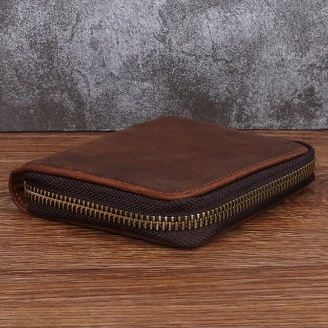 【KT DADA】雙11 真皮錢包 瘋馬皮 拉鍊短夾 多卡位 男生錢包 錢包 短夾 短款錢包