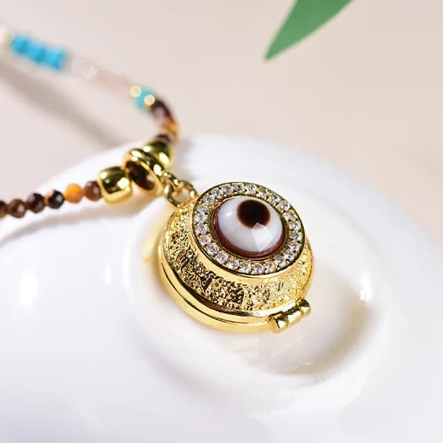 【MoonDy】情人節禮物 珍珠 飾品 鎖骨鏈 大黑天 吊墜 復古 項鍊 虎眼石 串珠項鍊