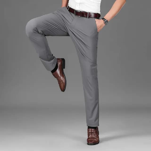【米蘭精品】現貨+預購 男商務西裝褲修身西裝褲直筒褲機能免燙(男長褲休閒彈力冰絲父親節禮物3色74er4)
