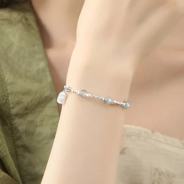 【LEEHER】雙11 手鍊女/招財納福/月光石/S925/飾品/手鍊/純銀手鍊/禮物