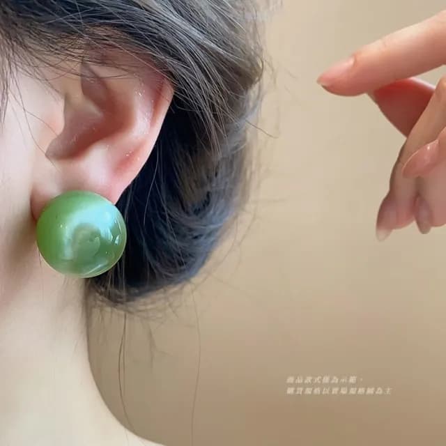 【夏日冰透】星空藍綠球耳釘1對(耳環 耳飾 飾品 裝飾 誇張 細閃 兒童 學生 禮物)