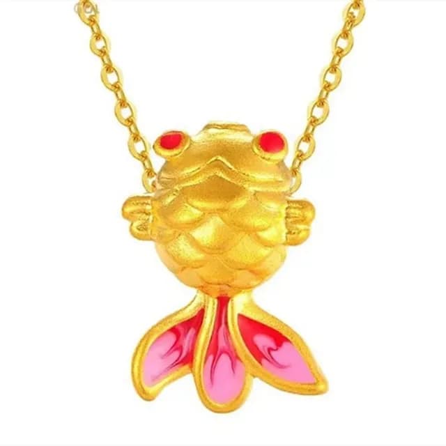 【Penny珮妮】黃金999迷你金魚 吊墜項鍊(母親節 情人節 交換禮物 生日禮物 送閨蜜 結結婚 新年 尾牙)