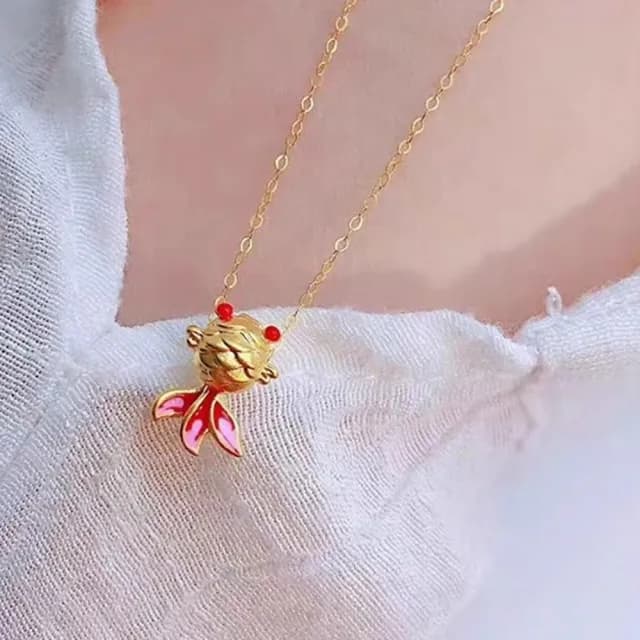 【Penny珮妮】黃金999迷你金魚 吊墜項鍊(母親節 情人節 交換禮物 生日禮物 送閨蜜 結結婚 新年 尾牙)