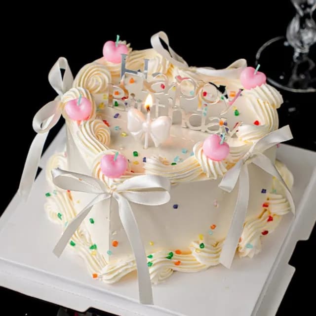 【生日蠟燭】網紅蛋糕裝飾蠟燭21件套裝組(櫻桃蠟燭 蝴蝶結蠟燭 生日立牌 絲帶 緞帶 蛋糕 派對 慶生)