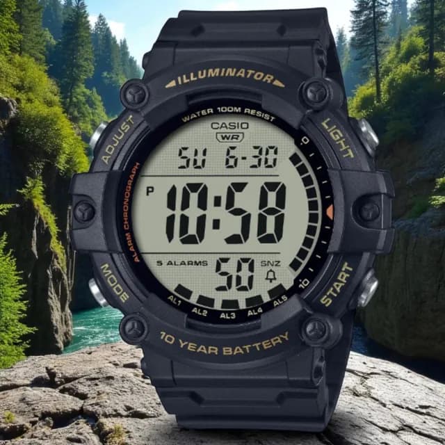 【CASIO 卡西歐】AE-1500WHX-1A 野戰型男 大LCD顯示 數位電子錶(防水100米 大錶徑5.13公分)