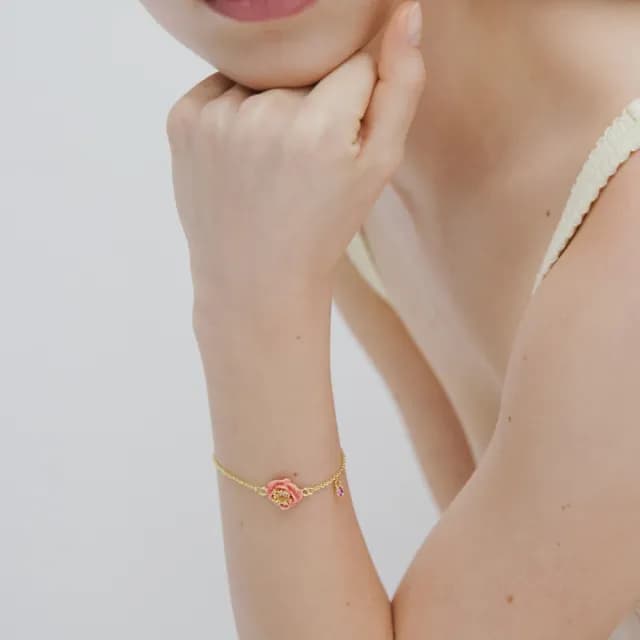 【Les Nereides】闖進雪之國-橘粉銀蓮花手鍊