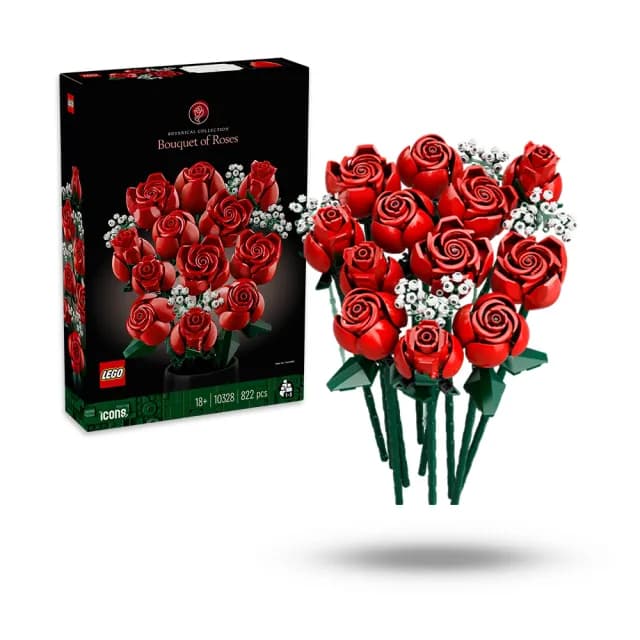 【LEGO 樂高】Botanicals 10328玫瑰花束 & 10280花束_2入組(居家擺飾 禮物 花藝 手工藝 情人節禮物)