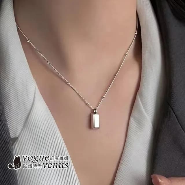 【維克維娜】小金條珠鍊Y字項鍊925純銀項鍊