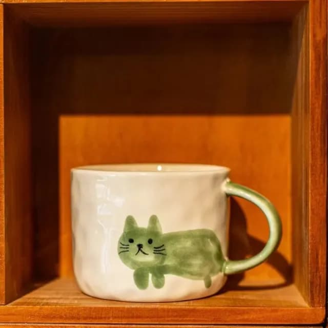 【手捏喵】手繪釉下彩貓咪陶瓷杯(辦公室 交換禮物 下午茶 水杯 馬克杯 牛奶杯)