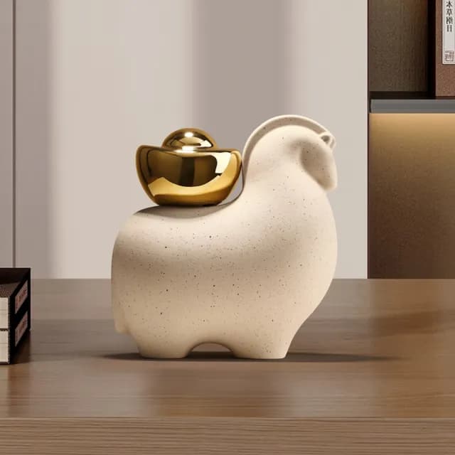 【巨匠】風水擺件 新中式豬柿順利擺件 高約21CM 鎮宅風水擺飾 開業喬遷禮物(風水擺件)