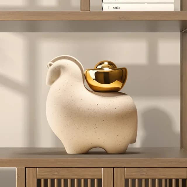 【巨匠】風水擺件 新中式牛柿沖天擺件 高約18CM 鎮宅風水擺飾 開業喬遷禮物(風水擺件)