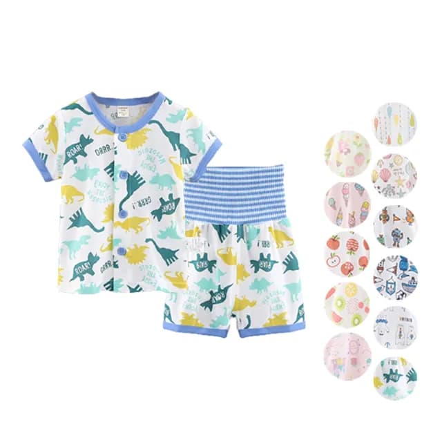 【橘魔法】滿印透氣竹節棉護肚套裝(居家服 護肚褲 睡衣 男童 女童 中性款 兒童 童裝)