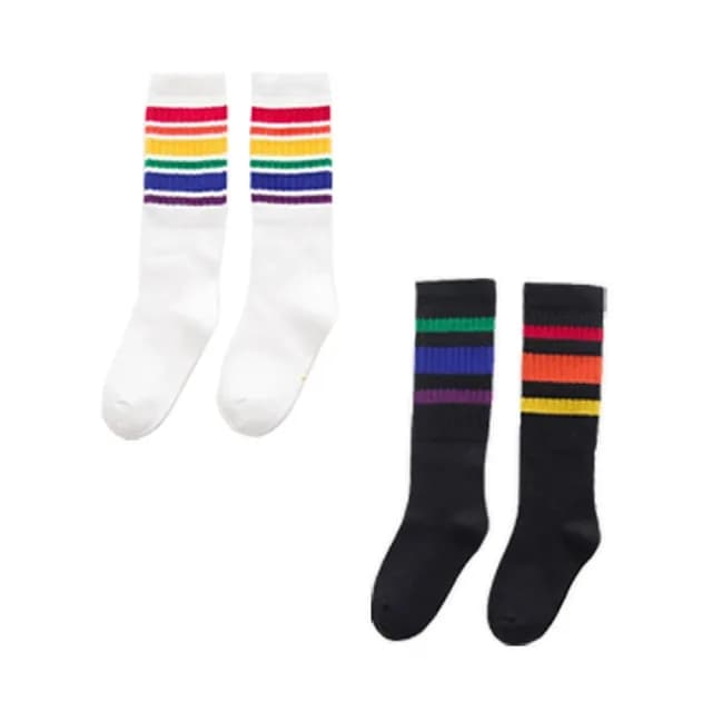 【橘魔法】彩虹中筒襪（4雙入）(白色襪子 學生襪 足球襪 長襪 襪子 兒童 童襪 男童 女童 中性款 童裝)