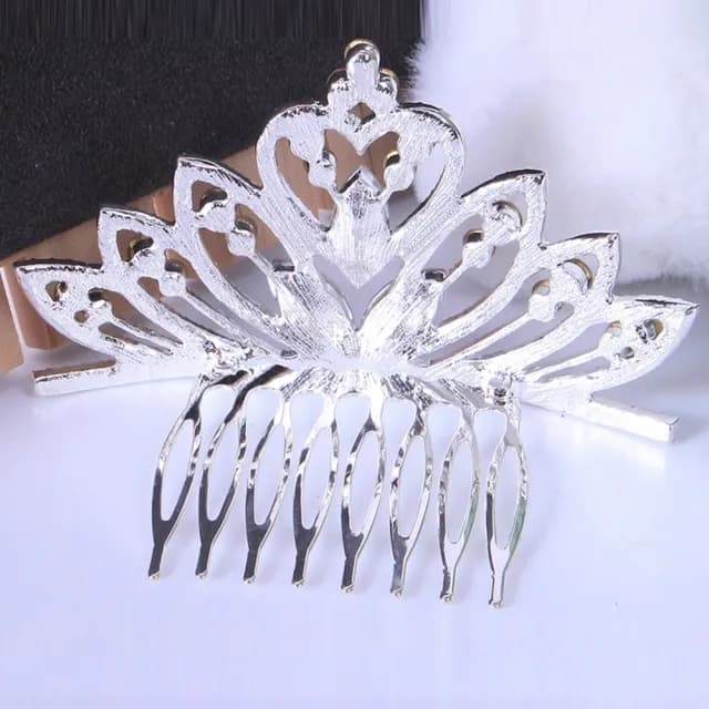 【橘魔法】菱形炫彩水鑽公主皇冠髮插(銀色 飾品 髮飾 女童 童裝 花童 禮服 畢業典禮)