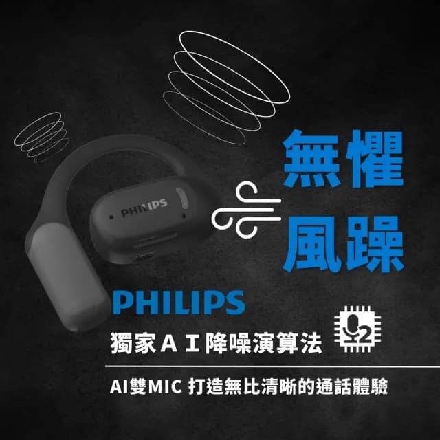 【Philips 飛利浦】Philips GO系列 TAA6709 開放式耳掛式藍牙耳機丨音霸登場 制霸路上